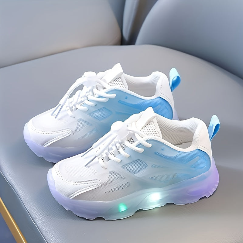 Zapatillas LED para niñas, con gradiente de doble tono, transpirables, de caña baja, para estudiantes