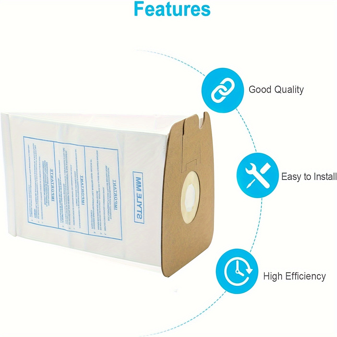 20 dona qog'oz changyutgich sumkasi, turli modellarga mos keladigan almashtirish qismlari