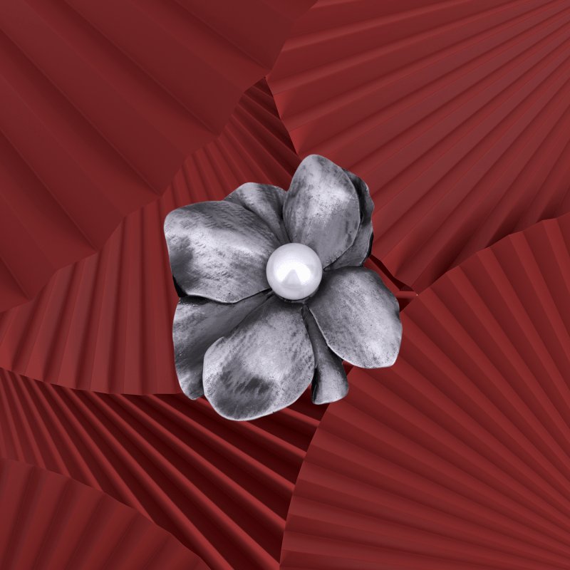 Vintage Alloy Flower Brooch with Faux Pearl Four-Leaf Clover Pin for Dresses and Coats