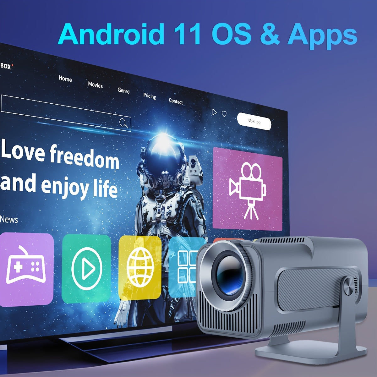 Портативный 4K WiFi6 проектор с Full HD LCD, пультом дистанционного управления и 3D