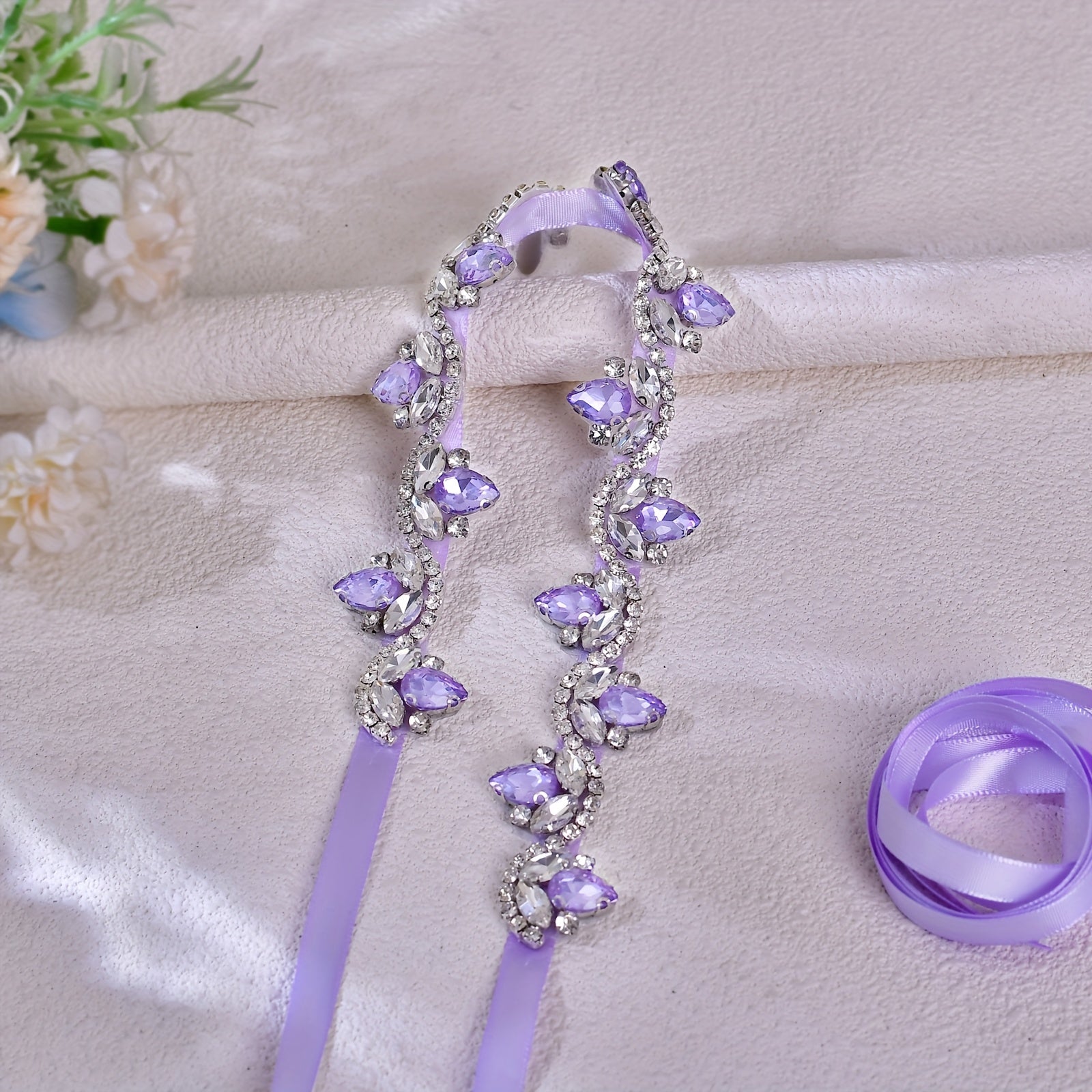 Cinturón de cintura con pedrería morada para vestidos de novia, fajín nupcial, accesorio exquisito