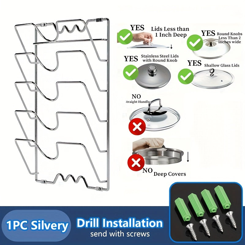 Металлическая подвесная органайзер для крышек кастрюль, кухонная полка для хранения кастрюль и крышек