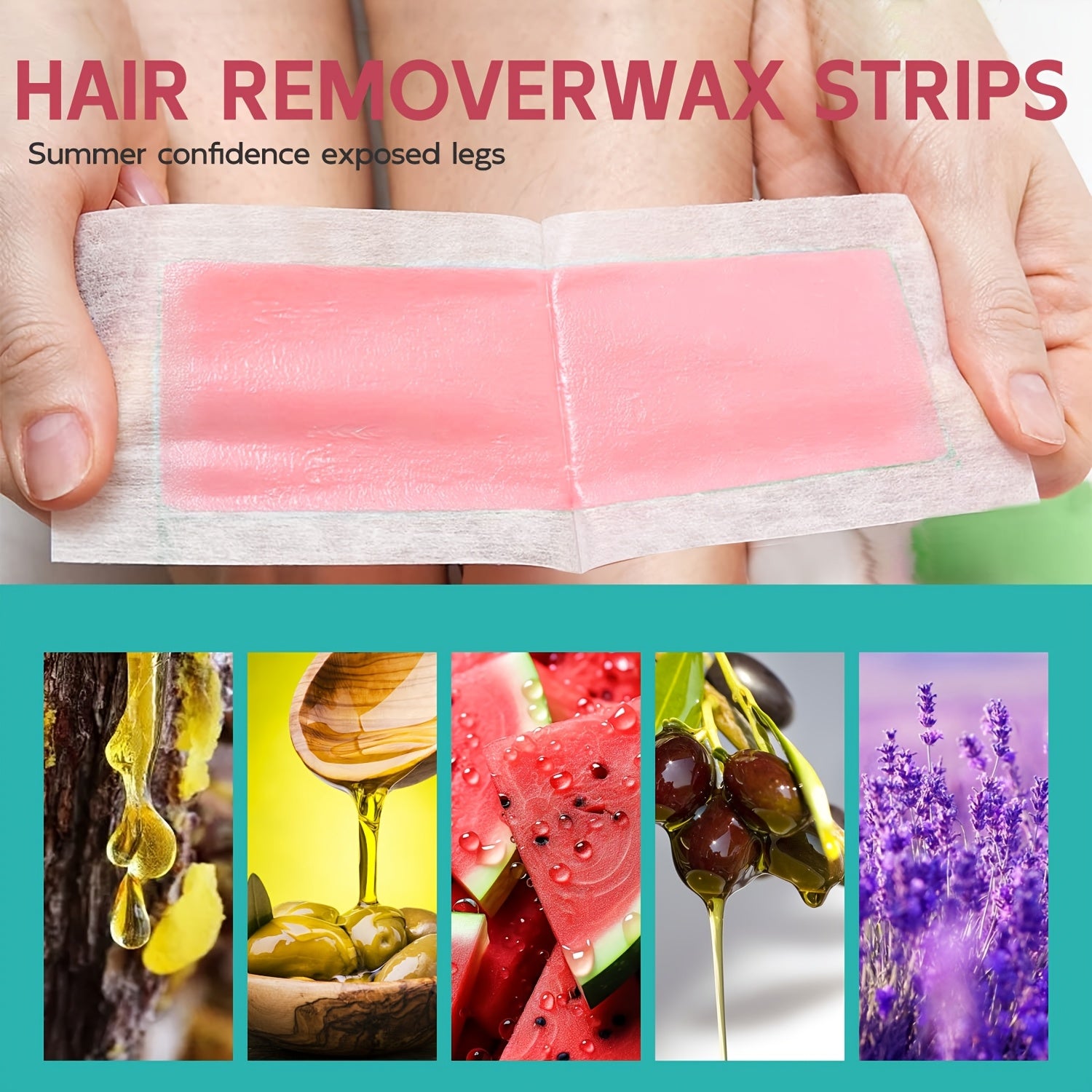 Women Hair Removal Wax Strips Kit 40 Count Watermelon Infused Sensitive Areas