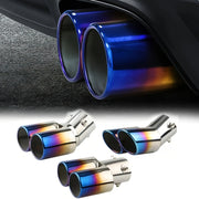 Stainless Steel Dual Exhaust Tips Blue Finish Easy Install Durable