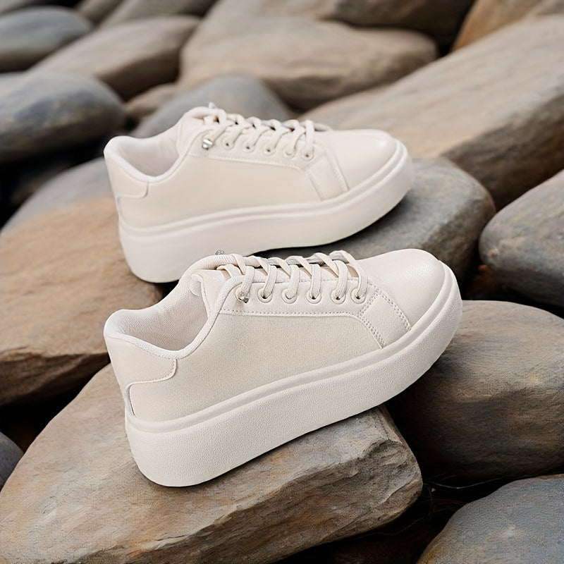 Zapatillas de plataforma transpirables para mujer con suela suave, zapatos casuales para todas las estaciones, blanco