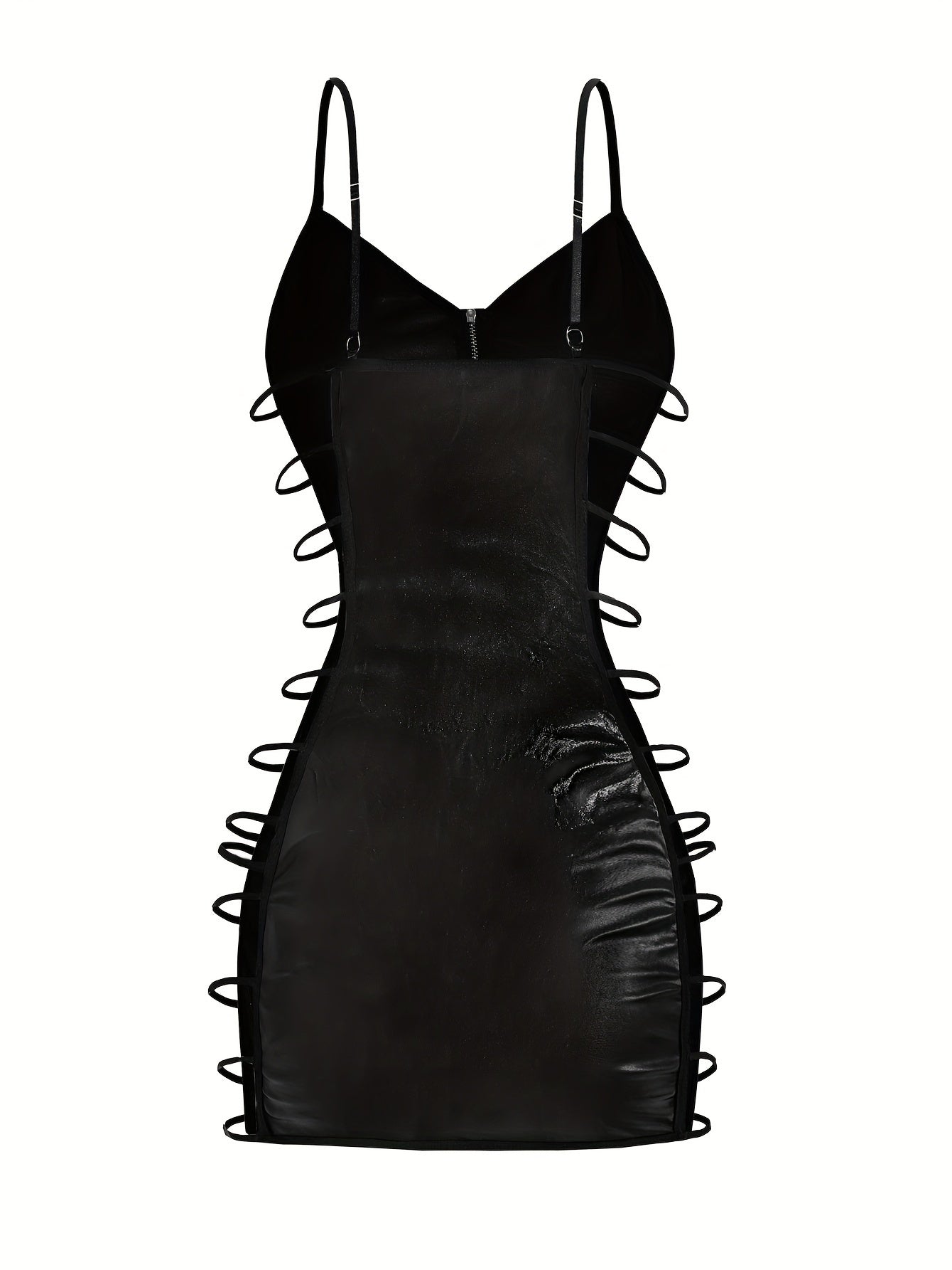 Women's Solid Color Party Slip Dress with Hollow Out Design and Spaghetti Straps