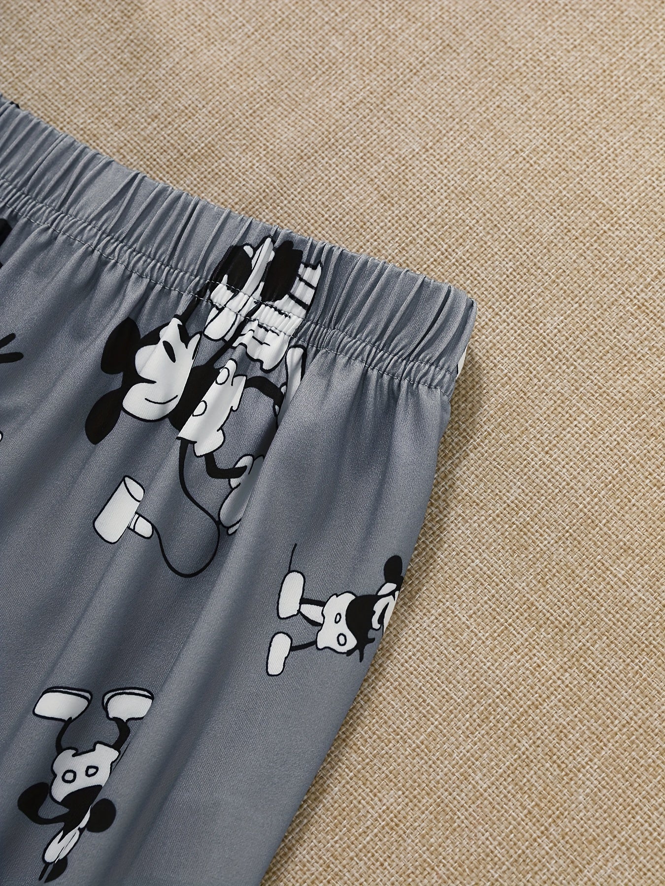 Plus Size Women's Cotton Loungewear Set with Cartoon Mouse Print Pajamas