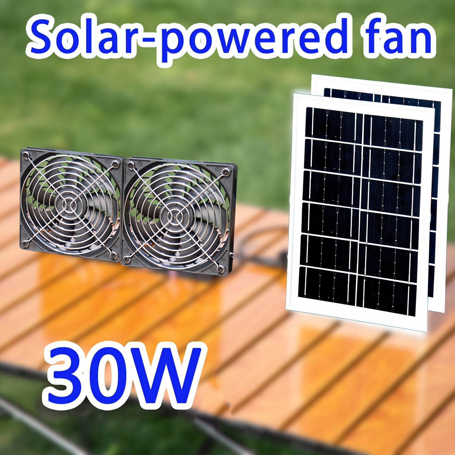 Portable Solar Panel Fan for Greenhouse and Outdoor Ventilation 30W