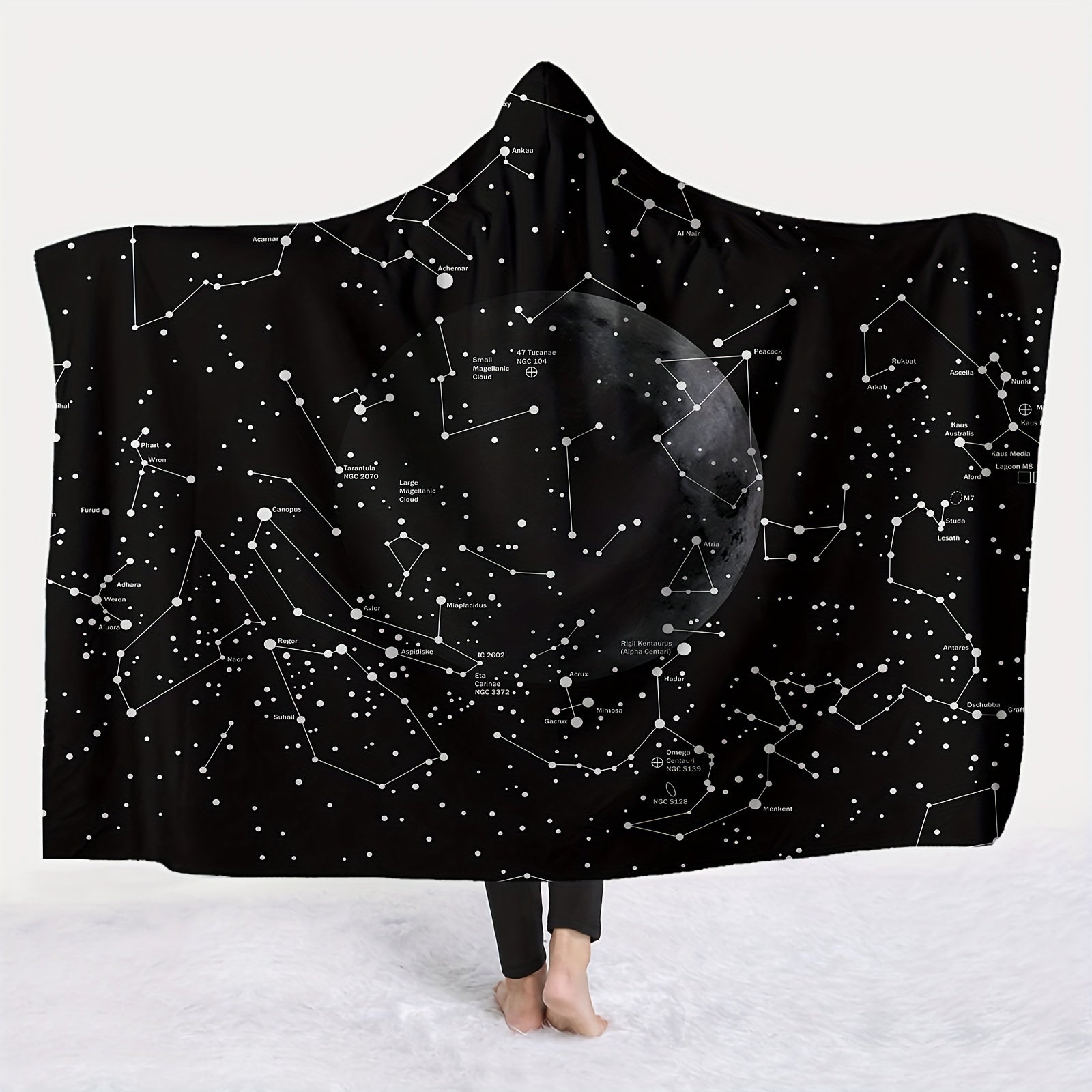 Hooded Blanket for Adults Starry Sky Fleece Cozy Lounge Wear