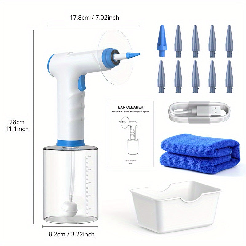Inskam Перезаряжаемый набор для удаления ушной серы с 4 режимами - питание от USB и батареи, включает тазик, полотенце и 10 насадок