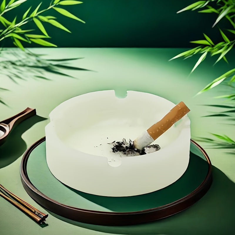 Glow-in-the-Dark Silicone Ashtray Round Shatterproof Fluorescent Home Decor