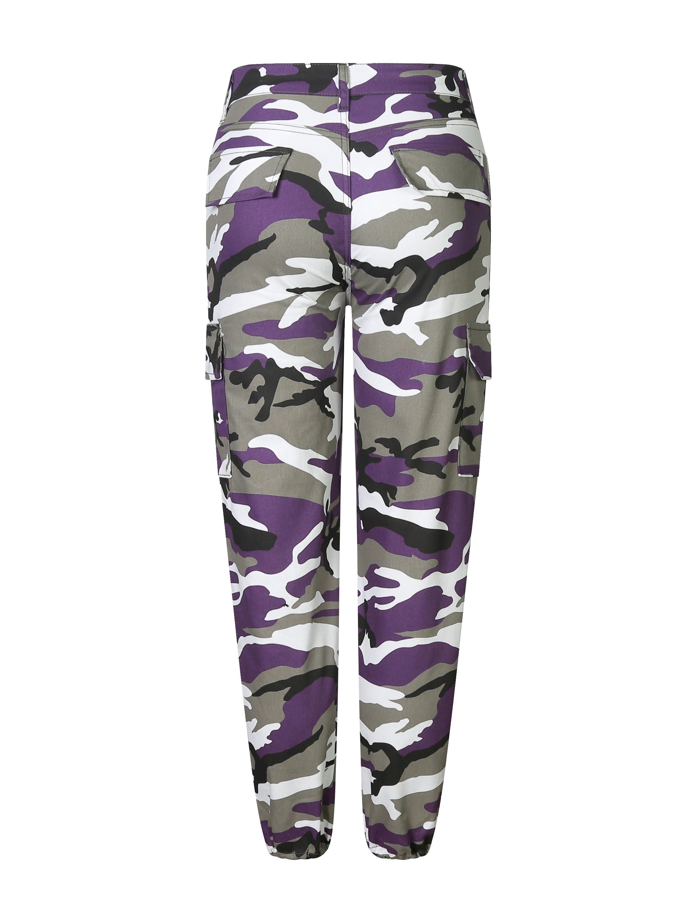 Women's Plus Size Camo Cargo Pants Stretch Denim Street Style Workwear Trousers