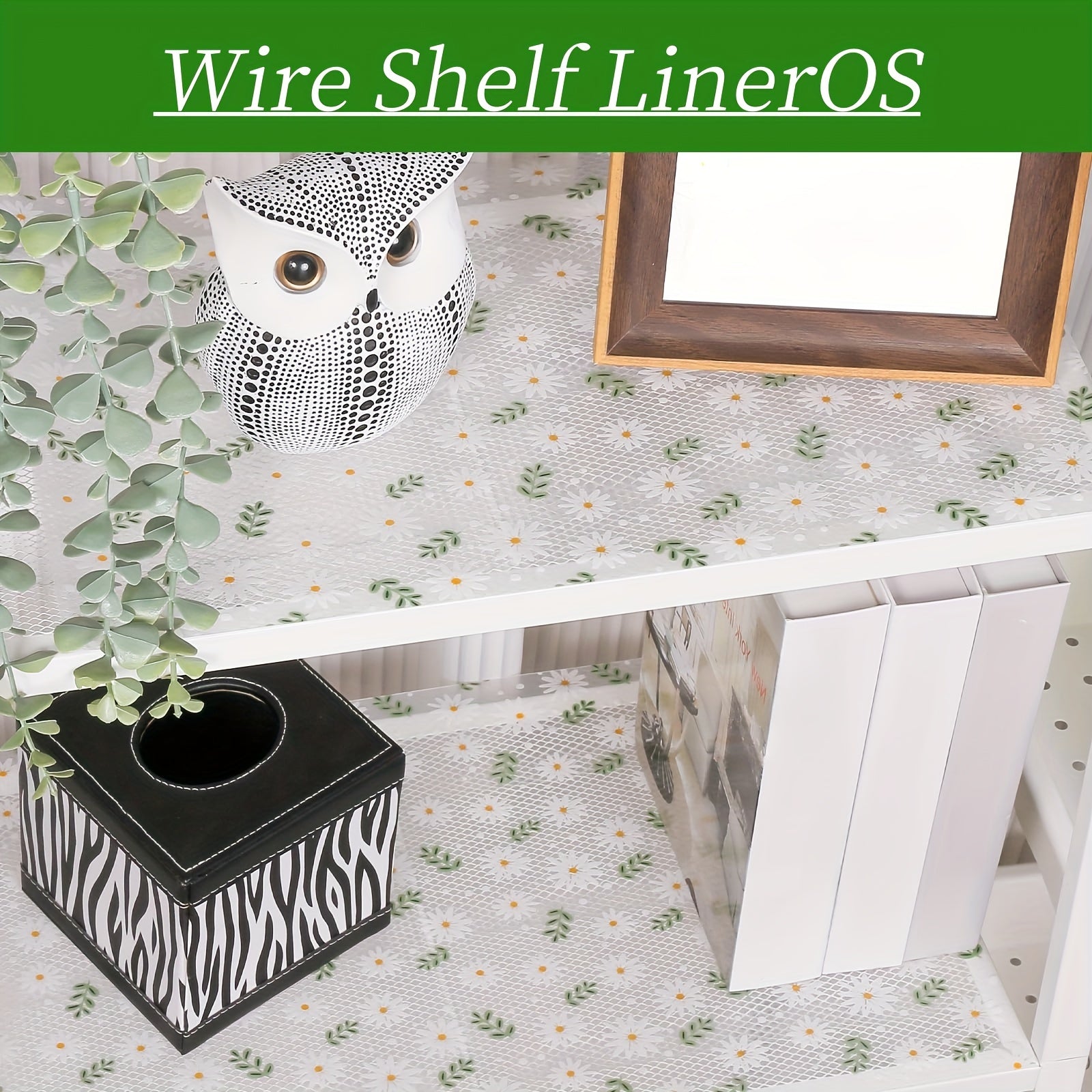 Floral Pattern Vinyl Shelf Liner Waterproof Non-Slip Cuttable EVA for Kitchen Cabinets Drawers