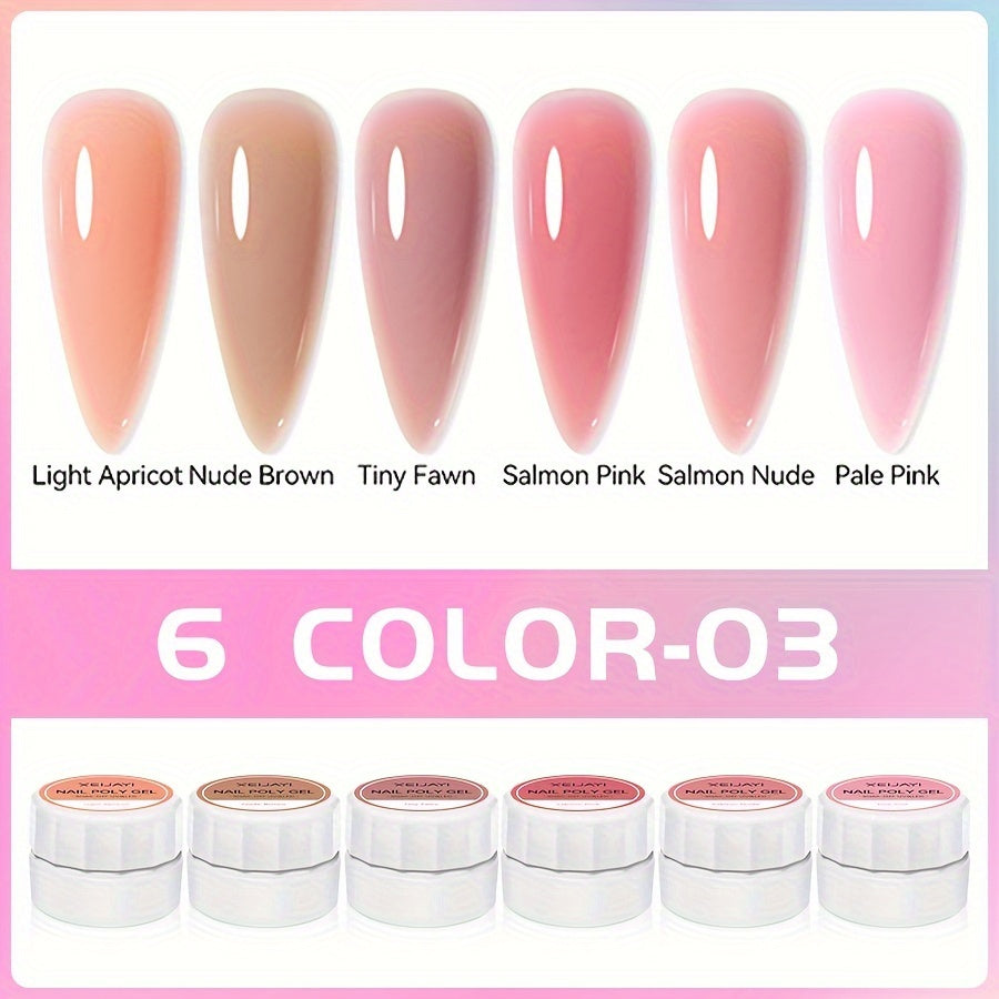 Set of 6 UV Cured Nail Adhesives in Various Colors for Nail Art and Salon Use