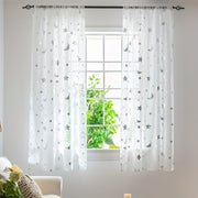 White Tulle Curtains with Silver and Gold Star Moon Cartoon Design for Kids Room