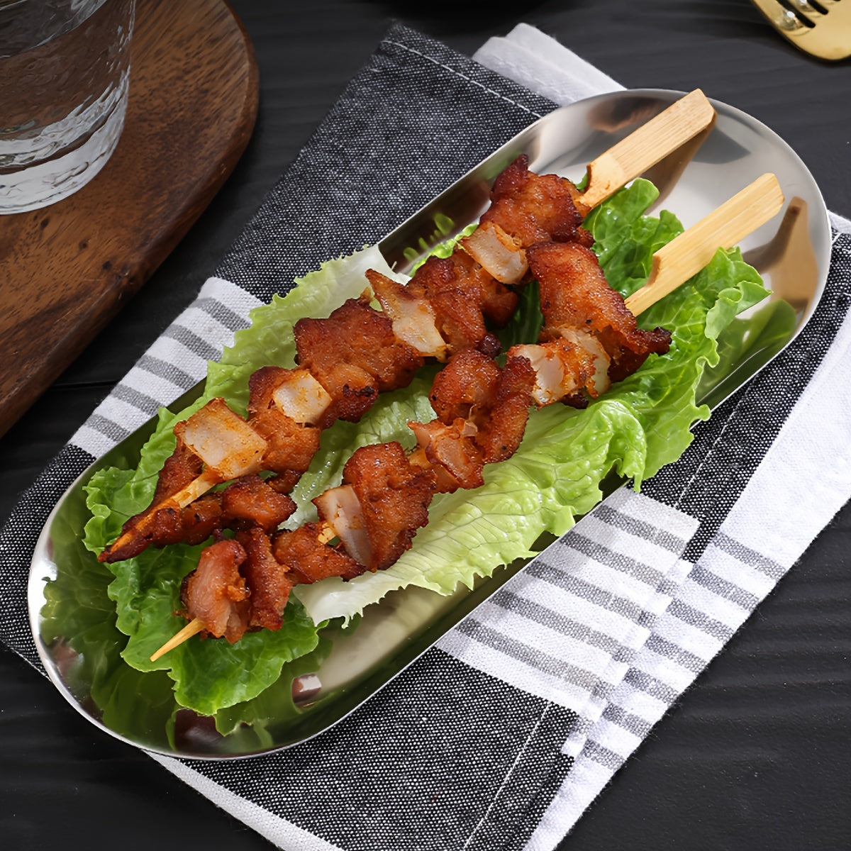 Овальная поднос из нержавеющей стали для завтрака, кухни, ресторана