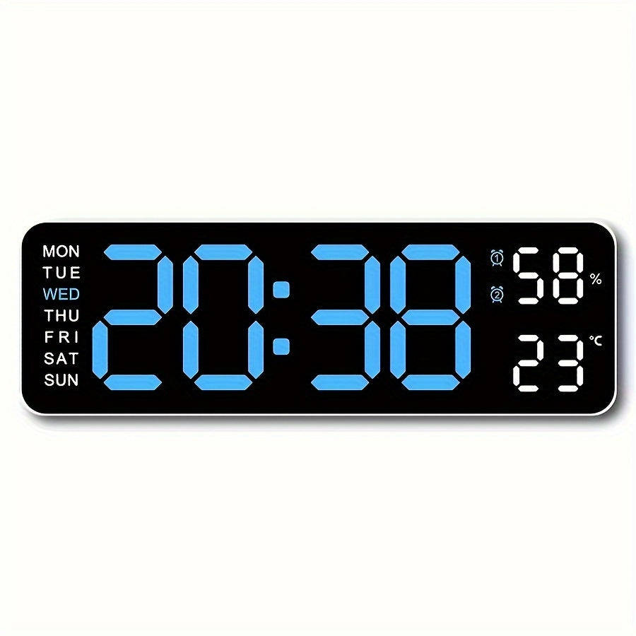 LED Digital Clock with Temperature and Humidity Display Wall or Table Decor Silent Multi-Functional