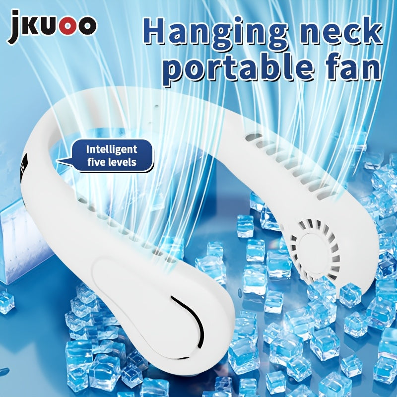 Rechargeable USB Portable Fan with Digital Display, 5-Speed, Wearable for Travel, Outdoor, Office