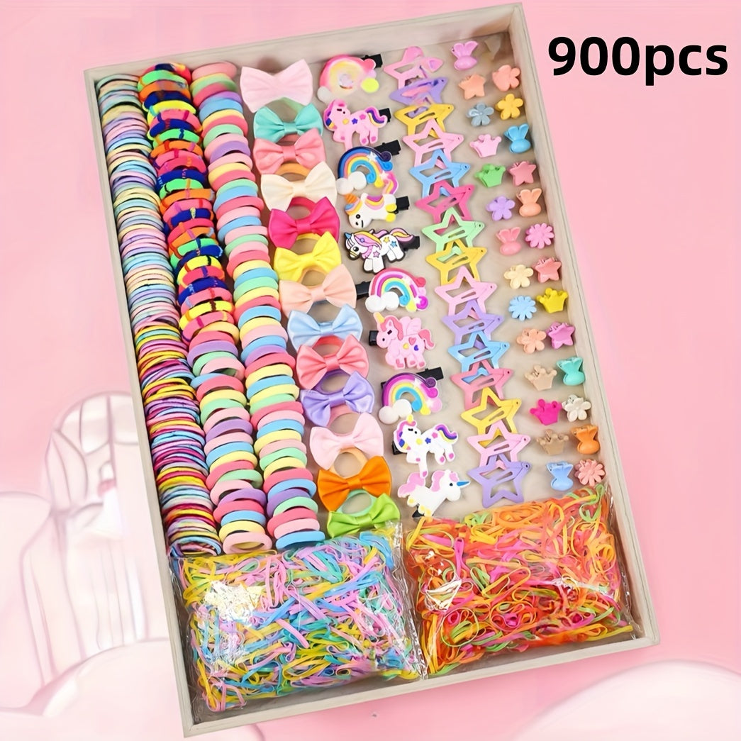 900 Hair Accessories Set for Women with Scrunchies Clips and Hair Ties in Solid Colors