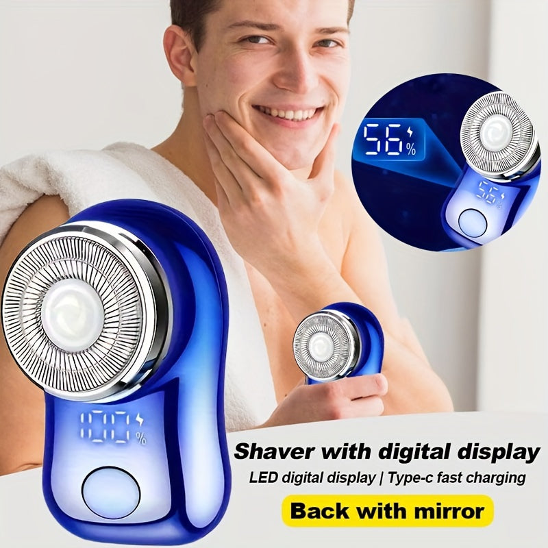Afeitadora eléctrica mini para hombres con pantalla digital, recargable, impermeable y de acero inoxidable