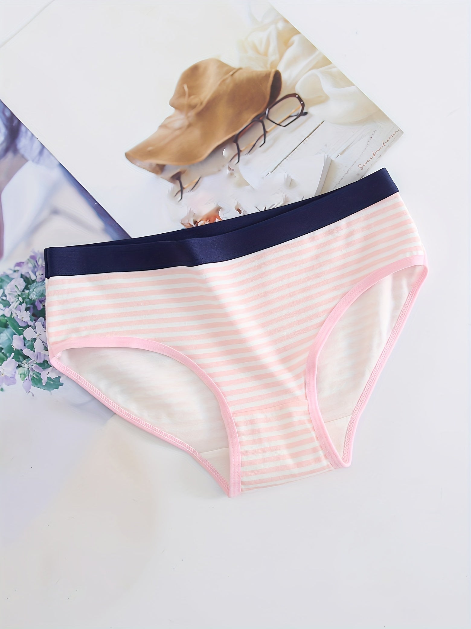 Conjunto de 5 braguitas de algodón para mujer con estampado de dibujos animados, de tiro medio