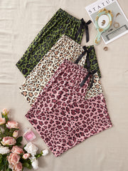 Women's Leopard Print Lounge Pants 3-Pack Knit Stretch All-Season