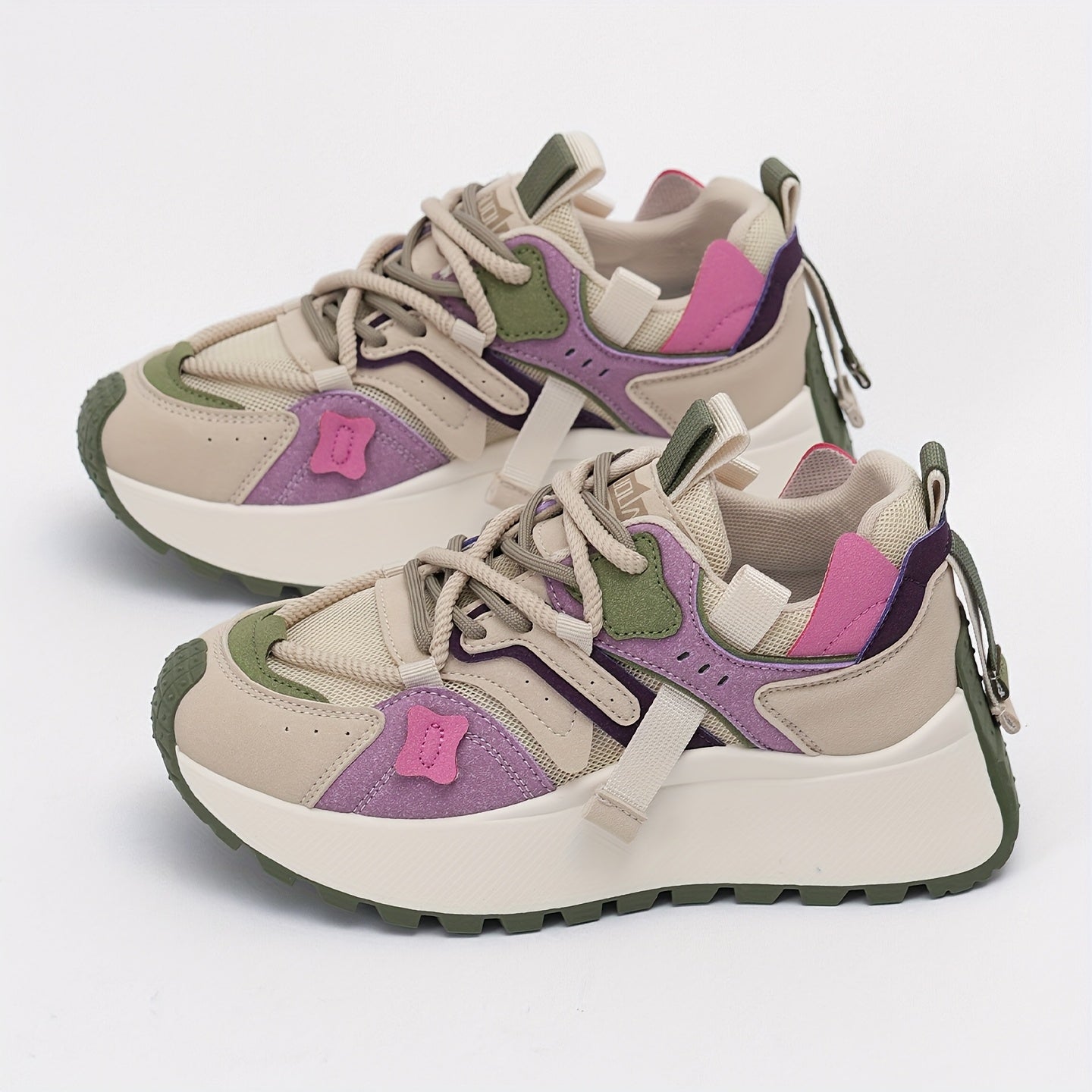 Women’s Mesh Casual Sneakers, Breathable Comfort, Color Block Design