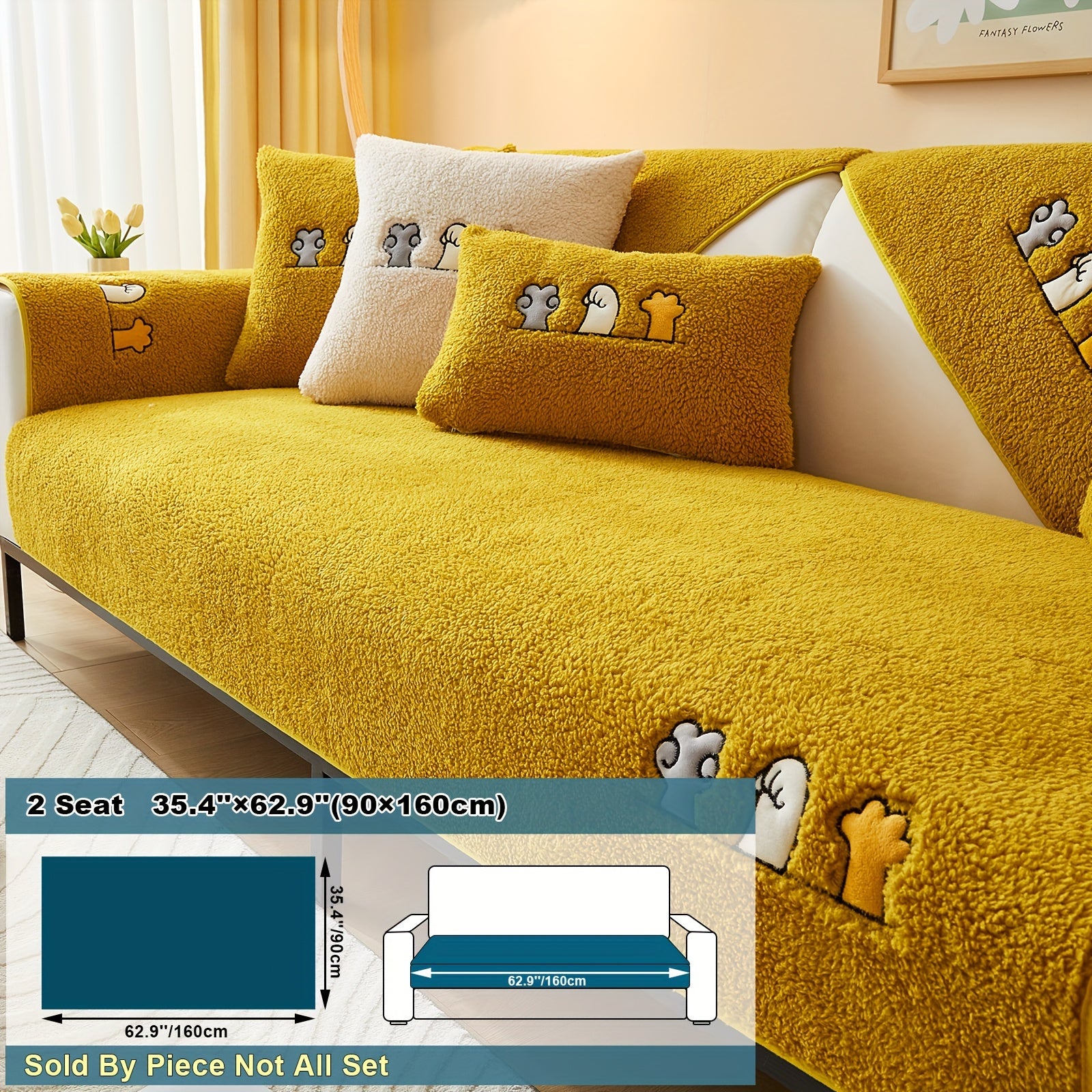 Плюшевый чехол на диван Sherpa, противоскользящий, защитный чехол для мебели для домашних животных для гостиной