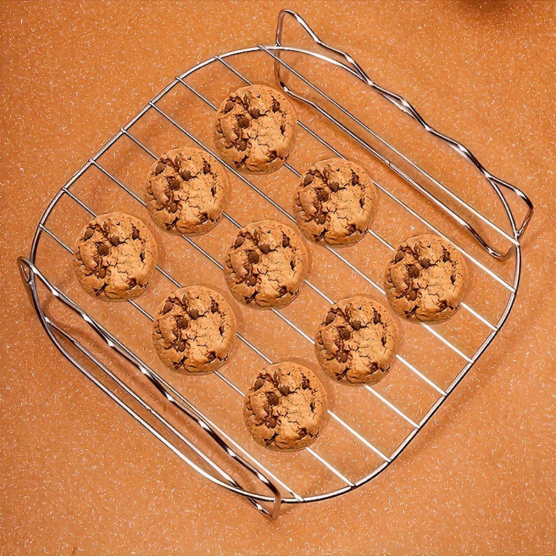 Havo fritöyeri uchun Mini Double Deck Grill, Dumaloq Paslanmaydigan Po'lat Grill, Bug' Rack, Baliq Rack, Non Rack va Fritöyer Aksesuarlar Asboblari.