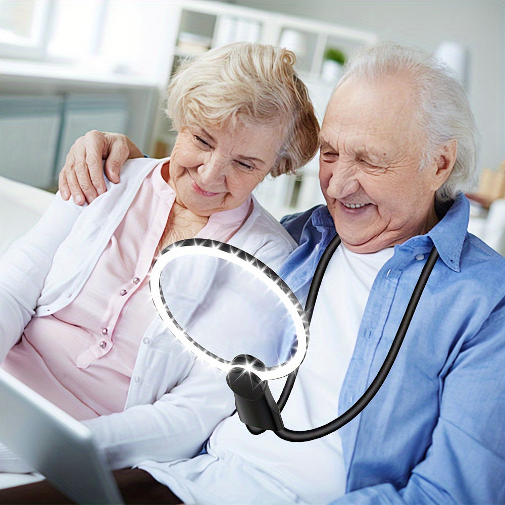 LED Magnifying Glass with Adjustable Brightness and 10000mAh Rechargeable Battery for Reading Sewing Crafts