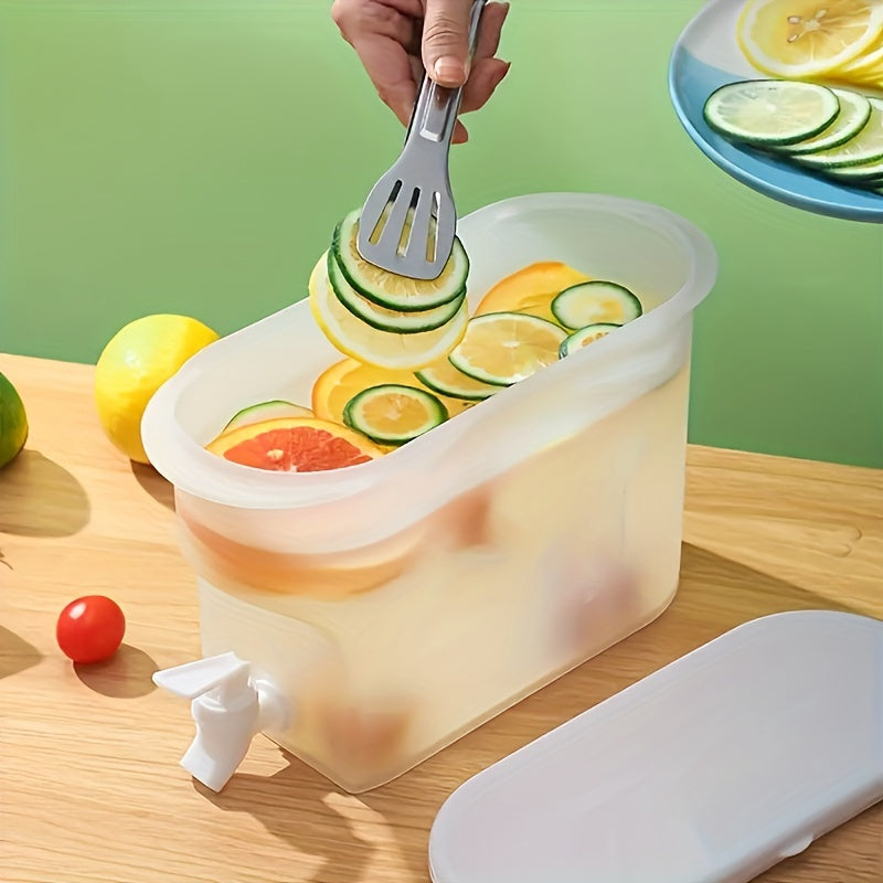 Диспенсер для напитков для холодильника без содержания бисфенола А с краном — вместительный контейнер для напитков, удобная крышка, идеально подходит для холодных напитков и воды, безопасен для пищевых продуктов, идеальный кухонный органайзер.