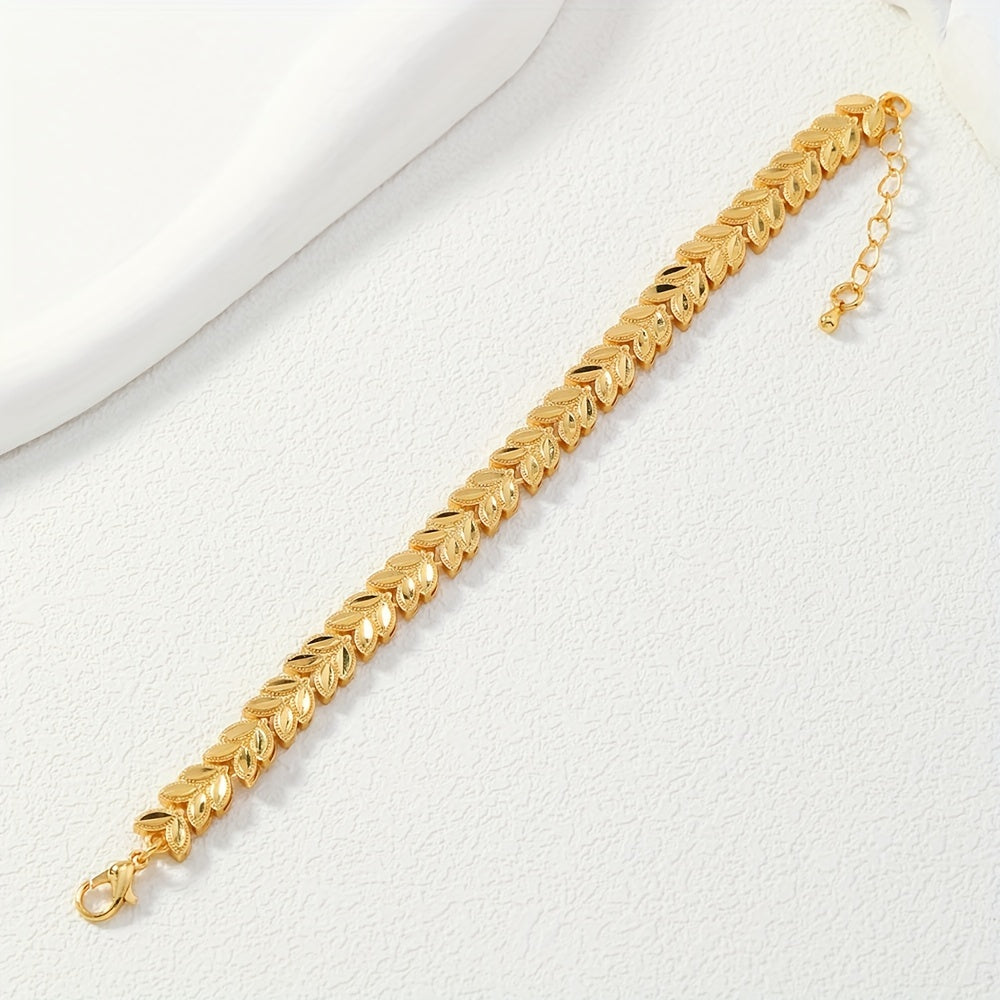 Gold Plated Tribal Design Copper Wheat Sheaf Open Cuff Bracelet for Women