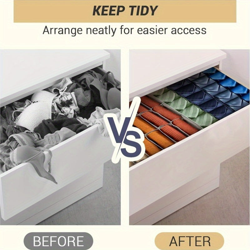Foldable Fabric Storage Organizer Box with Dividers for Socks and Underwear