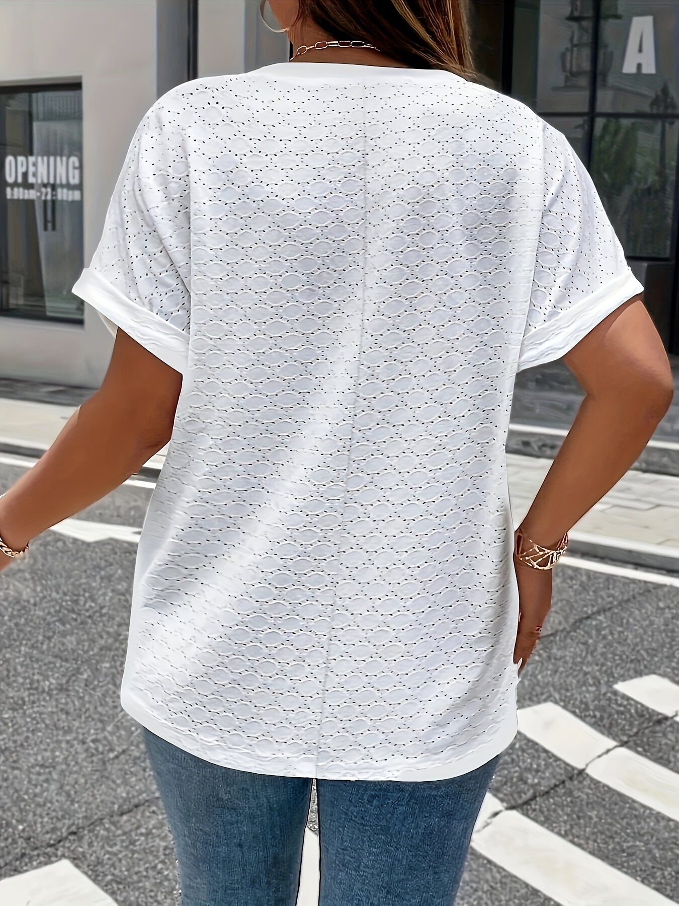 Women's Black Button-Front T-Shirt with Stand-Up Collar Casual Top