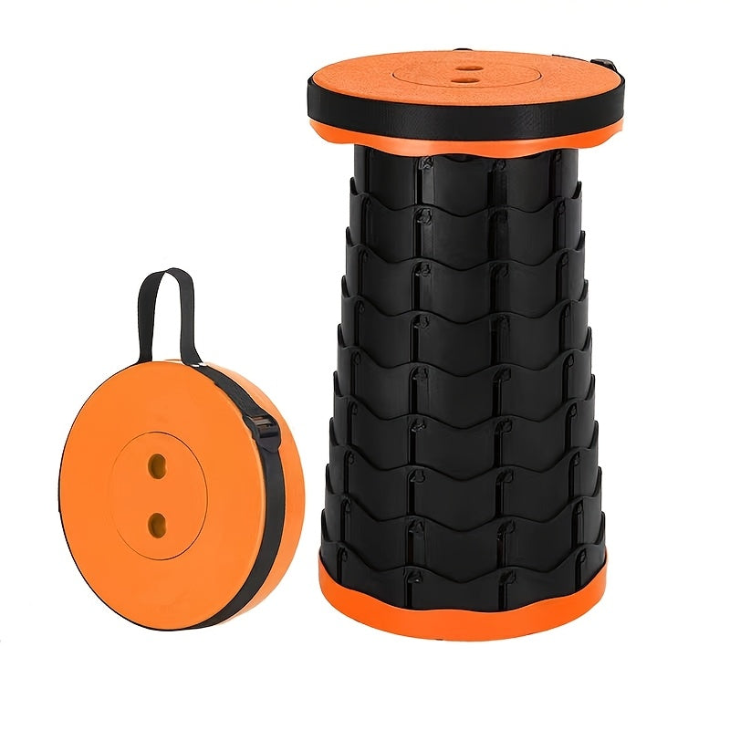 Taburete telescópico plegable portátil negro azul altura ajustable ligero para acampar y senderismo