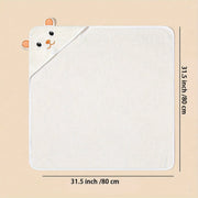 Personalized Hooded Baby Bath Towel with Embroidered Name, Soft Polyester Receiving Blanket