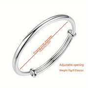Pulsera de plata de ley para mujer con diseño redondo ajustable estilo coreano