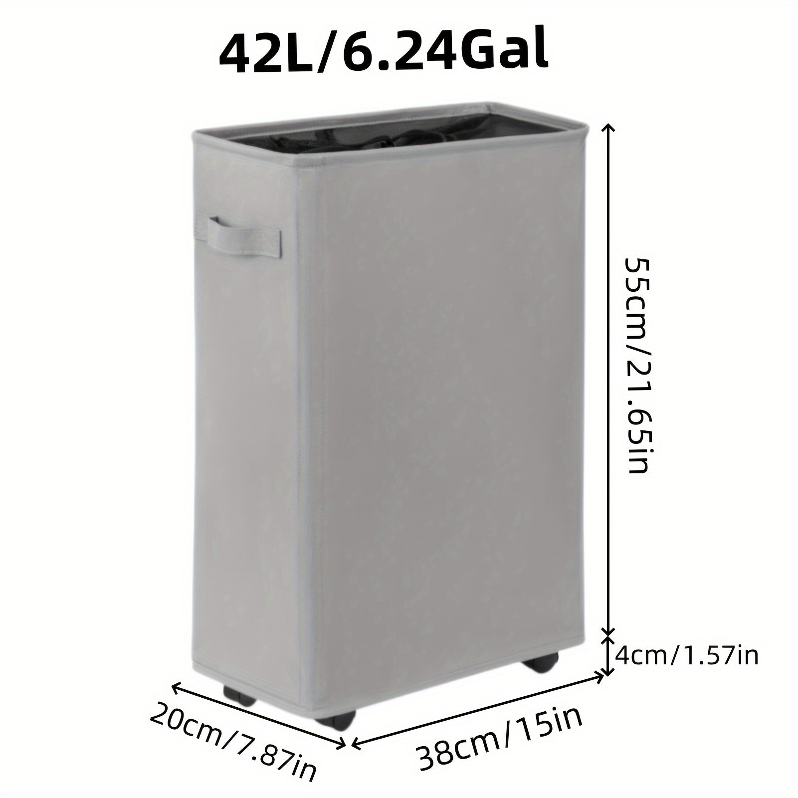 G'ildirakli kir yuvish savati - 45L sig'im, oson saqlash va ko'chirish uchun ingichka dizayn - hammom, yotoqxona va yotoqni tartibga solish uchun ideal - egiluvchan va yengil - iflos kiyimlarni saqlash uchun mukammal