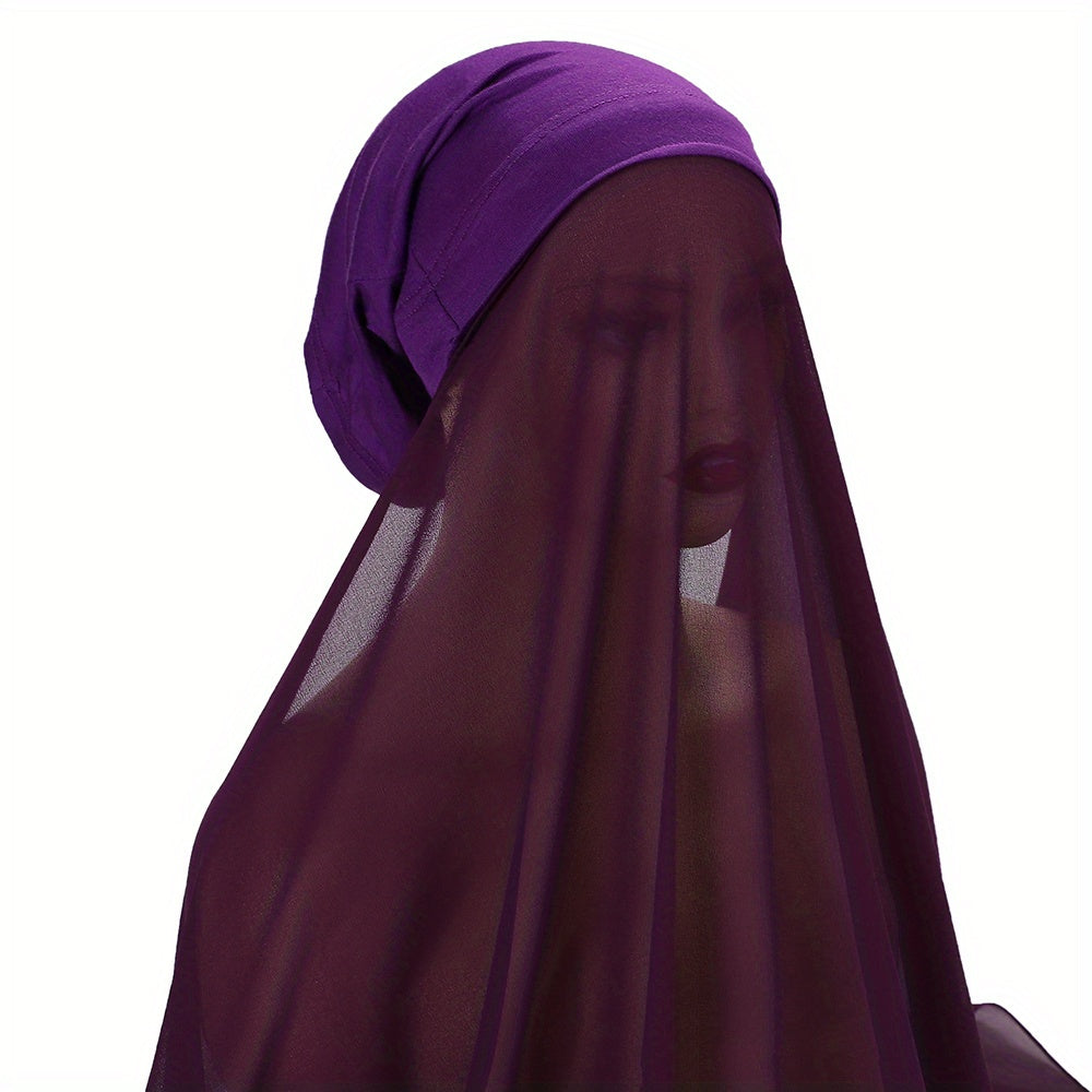 Women's Chiffon Instant Hijab Set with Tube Undercap Lightweight Head Cover