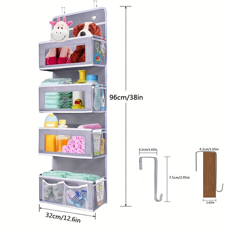 Fabric Hanging Storage Organizer with Over Door Pockets and Mesh Pockets for Closet Pantry Nursery