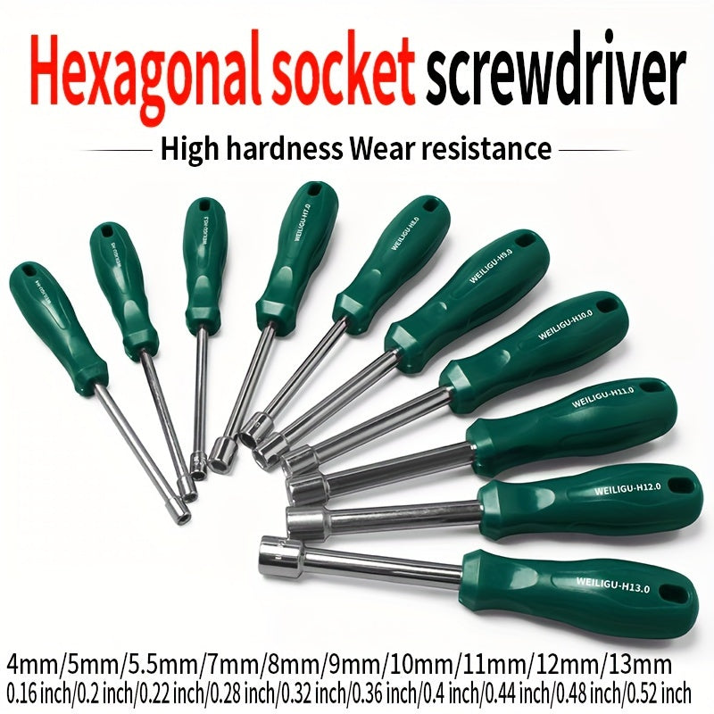 Manual Socket Wrench Set for Hex Screws 6-12mm, Durable Steel