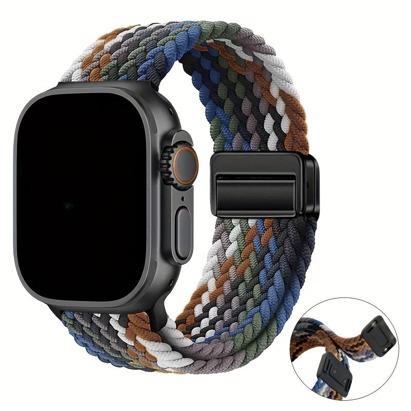Magnetic Snap Back Nylon Braid Watch Band for Apple Watch