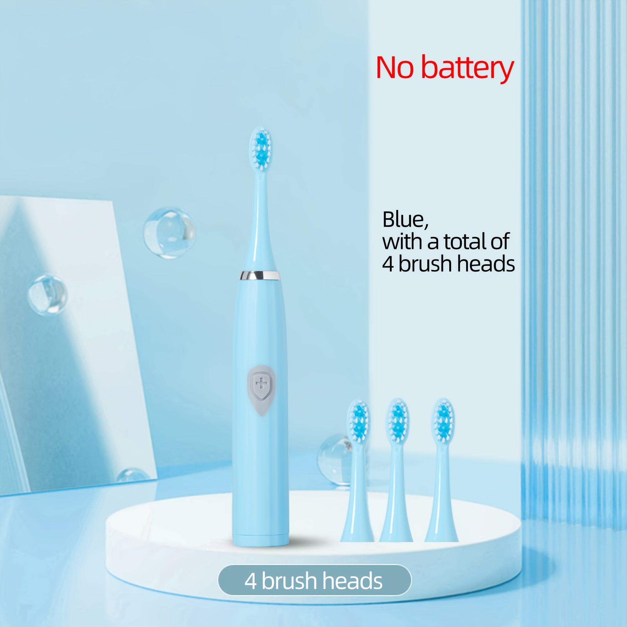Electric Toothbrush Set with 4 Brush Heads Portable Battery-Powered Travel-Friendly