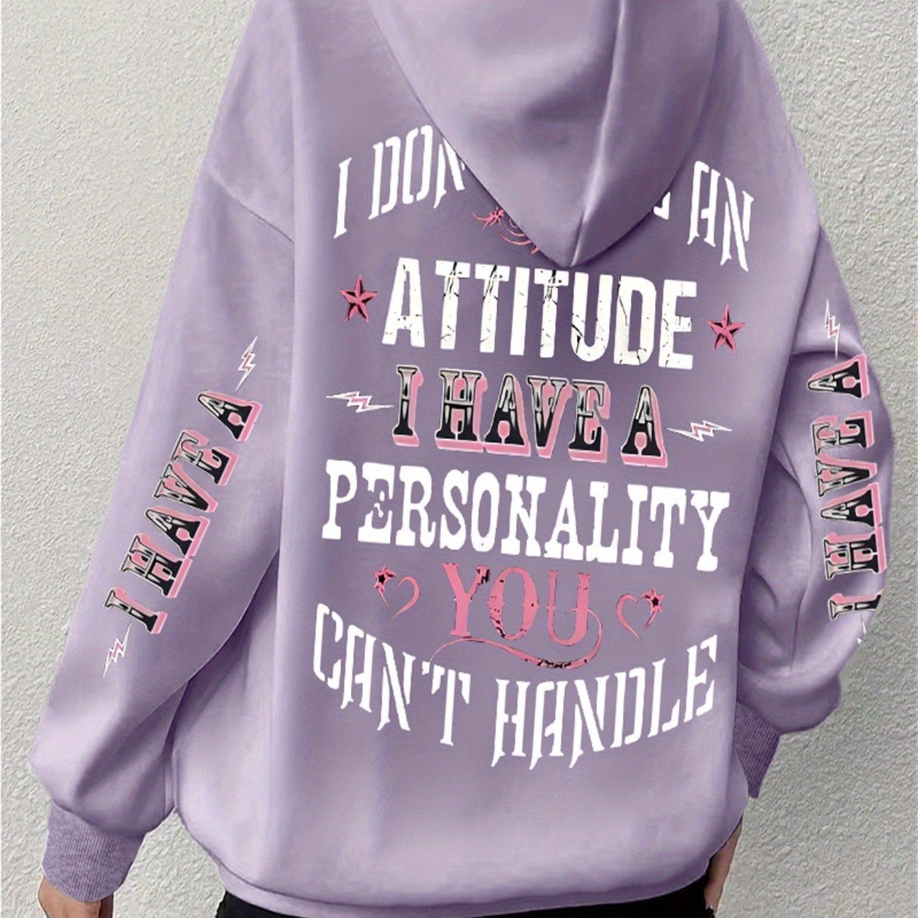 Women Casual Polyester Hoodie with Long Sleeve Letter Print Pullover