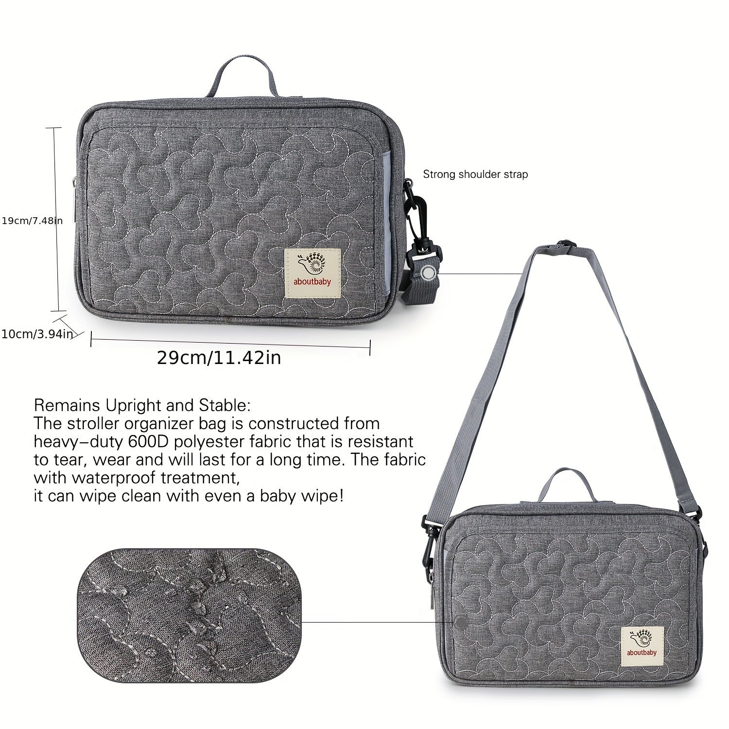 Waterproof Stroller Storage Bag for Diapers Snacks and Essentials