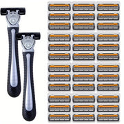 Men's Safety Razor for Facial Hair and Beard Grooming with Yellow Three-Layer Blade