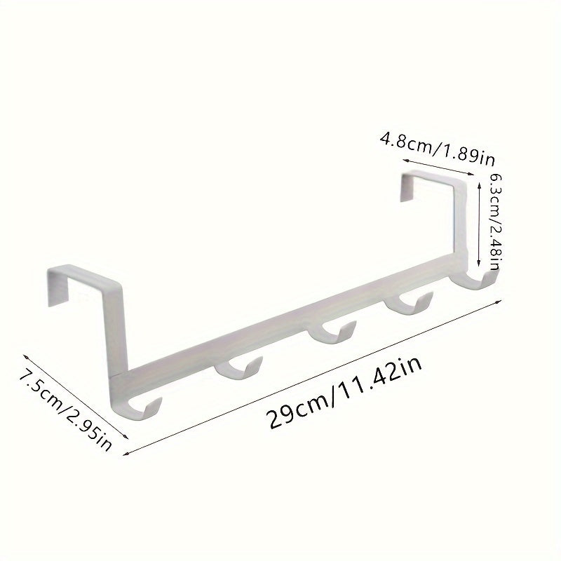 Contemporary Metal Wall Mount Hook Rack 5 Hooks Rust-Resistant 29cm Polished Finish