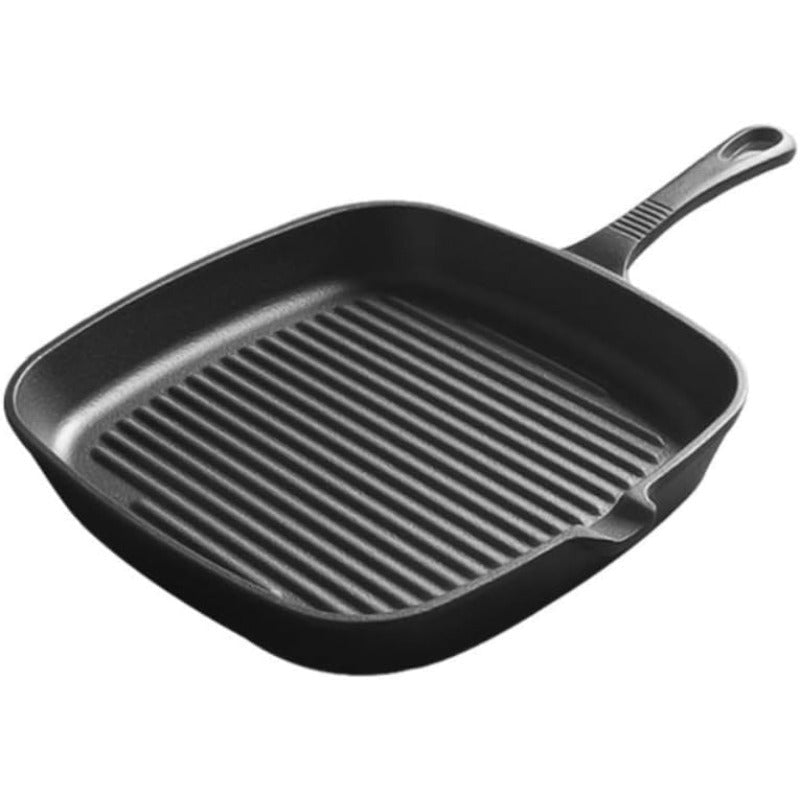 Cast Iron Skillet Non-Stick Steak Grill Frying Pan for Gas and Induction Cooking