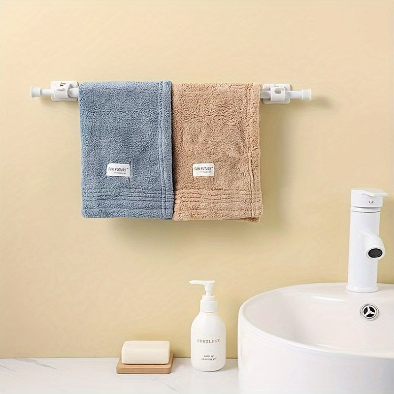 White Painted Non-Perforated Retractable Curtain Rod for Bathroom and Living Room Set