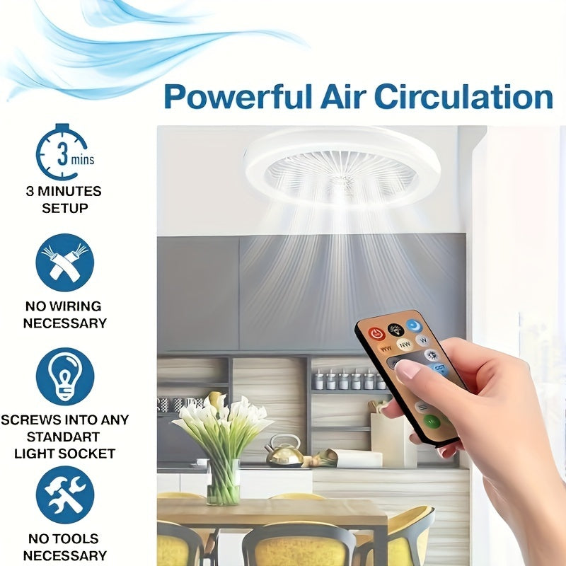 White Crystal Cover Dimmable Ceiling Fan Light with Remote Control 3 Speeds 3 Colors 17 Modes